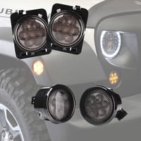 Beside_Auto LED Irányjelző és Oldalsó Jelzőfény Szett Jeep Wrangler JK JKU (2007-2018) - Sárga Fényű, Füstös Lencsés, Energiatakarékos Első 1
