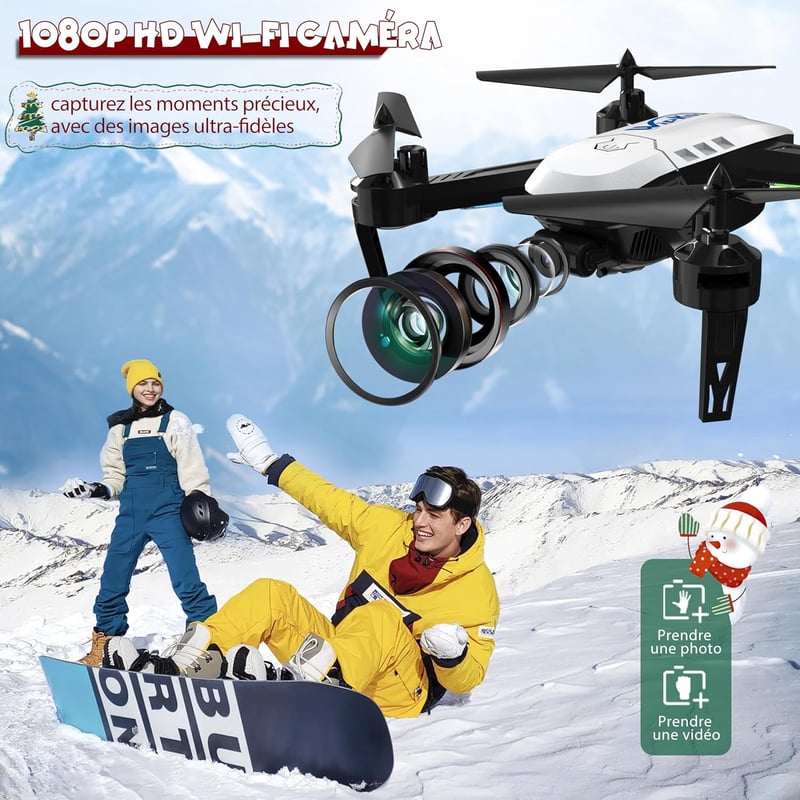 Wipkviey T6 Drón 1080P HD Kamerával - Könnyű, 100g-os WiFi Quadkopter, Fehér Színben, Beépített Akkumulátorral, MP4/MOV Videórögzítés