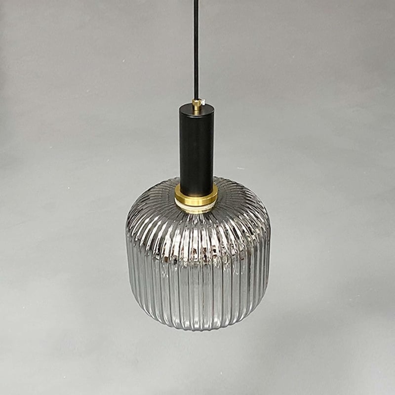 LFsem Vintage Üveg Függőlámpa - Fekete Ipari Mennyezeti Lámpa E27 Foglalattal, 20 cm Kerek Búrával, Étkezőbe, Hálószobába, Konyhába