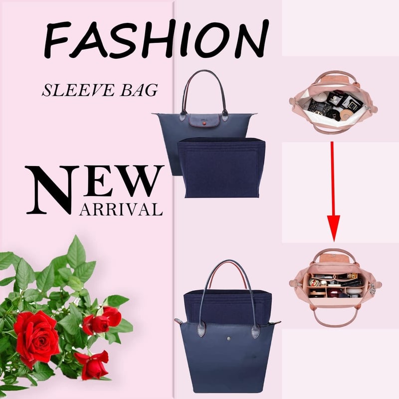 Longchamp táska rendező - Sötétszürke filc, sok zsebes, közepes méret