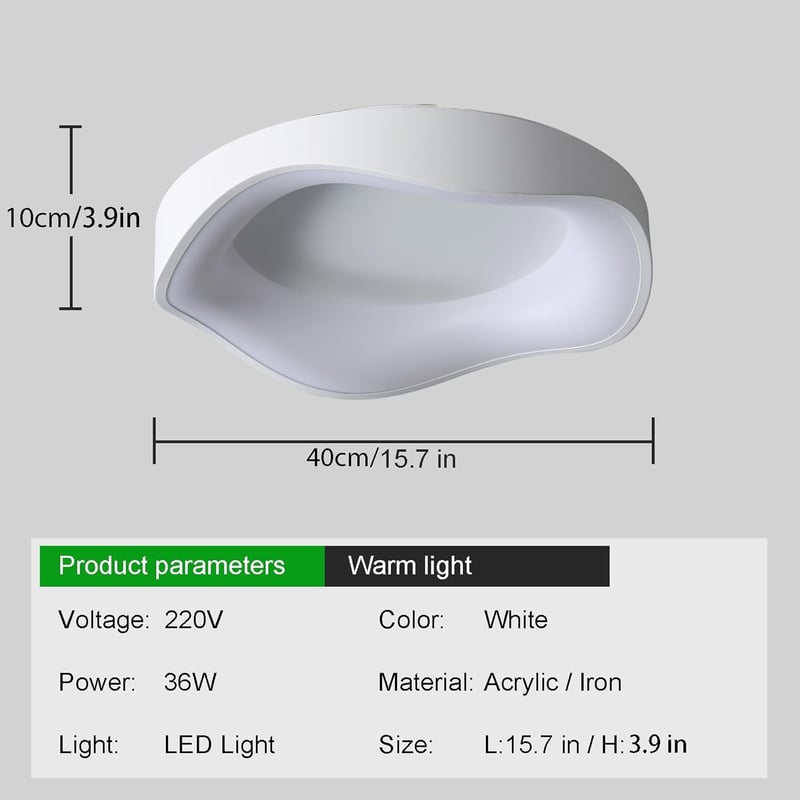 meibeileil Minimál LED Mennyezeti Lámpa 40cm - Négyzet Alakú Dimmelhető Üveg Lámpatest 36W 1600lm 3500K Meleg Fény Nappaliba, Hálóba, Konyhá