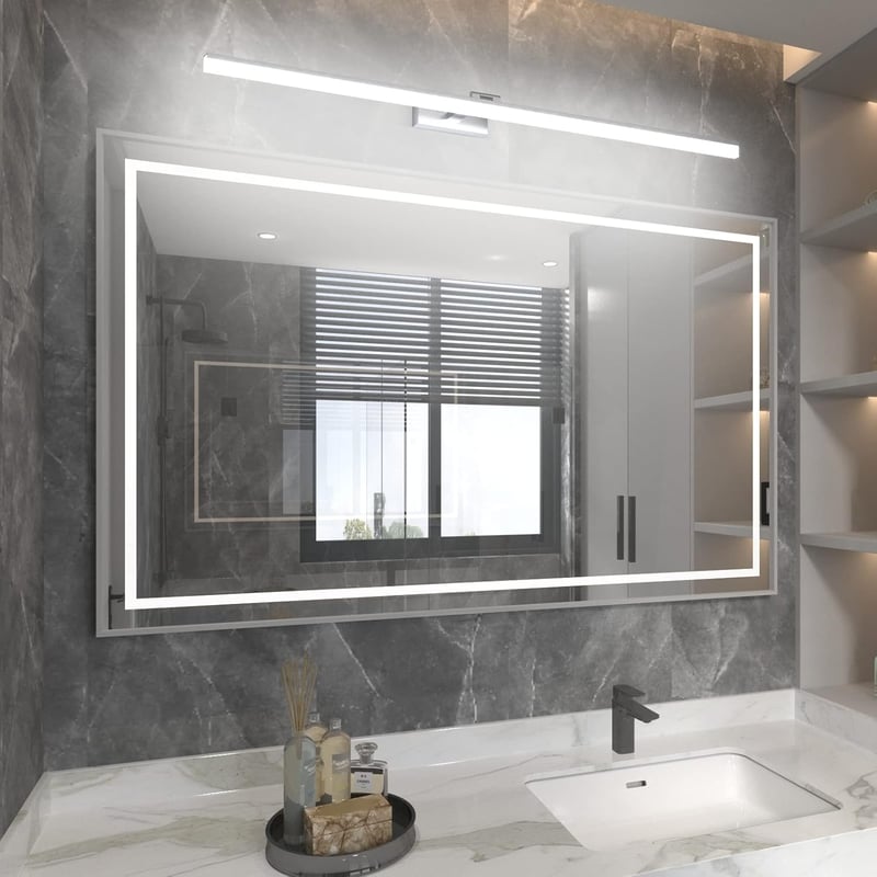 Klighten LED Tükör Világítás 32W 1820LM 6000K Hideg Fehér - 120cm Ezüst Fürdőszobai Fali Lámpa IP44 Vízálló 180° Forgatható Tükörlámpa
