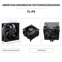 Thermalright TL-P9-S 92mm ARGB CPU hűtő ventilátor, csendes, 2200 RPM, fekete 6