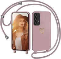 Samsung Galaxy A23 5G/4G Rózsaszín Szíves Szilikon Tok Levehető Nyakpánttal 1