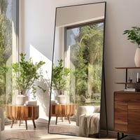 LunaMirror Teljes Alakos Tükör 180x76 cm - Álló Padlótükör Hálószobába, Nappaliba - Fekete Fali Tükör Alumínium Kerettel 1
