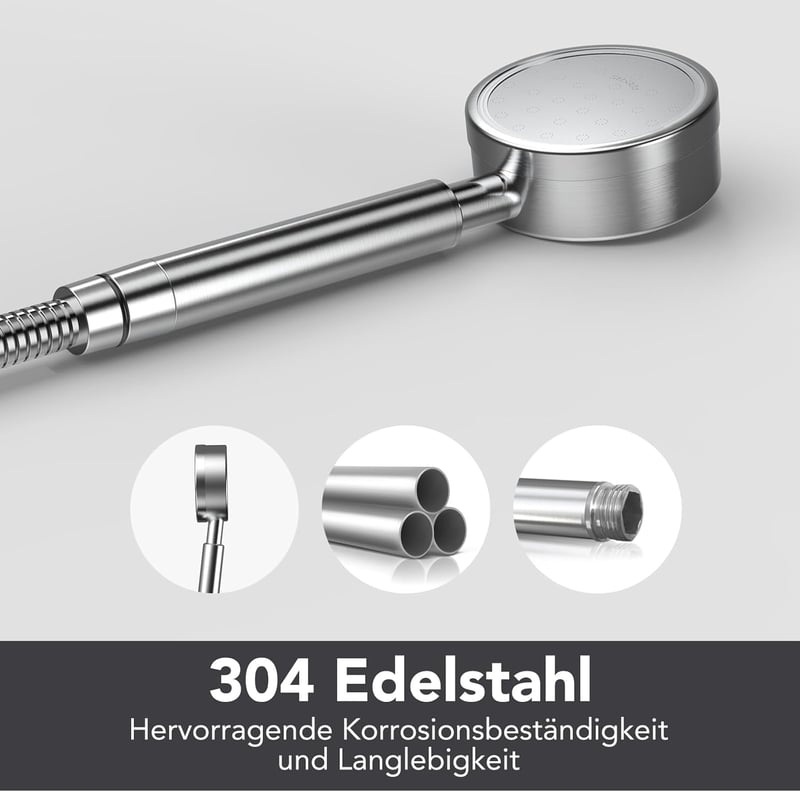 Olliwon Nagynyomású Zuhanyfej 304 Rozsdamentes Acélból - Víztakarékos Kézizuhany 310 Precíziós Fúvókával, Egyszerű Tisztítás és Telepítés