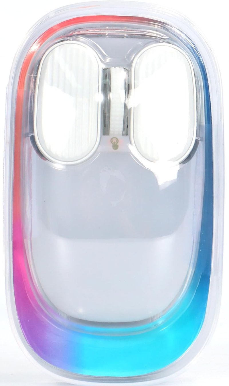 MAMBASNAKE Mini Vezeték Nélküli Bluetooth Gamer Egér, Átlátszó, RGB, Fehér