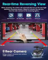 Jansite 10.26" Vezeték Nélküli CarPlay Android Autós Kijelző Érintőképernyővel, Tolatókamerával, Bluetooth, Mirror Link, Siri, AUX, FM Rádió 5