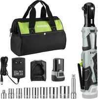 WORKPRO Elektromos Racsnis Kulcs Készlet, 12V, 55 Nm, 3/8" Méretű, LED Világítással, 2.0 Ah Akkumulátorral, 9 Dugókulccsal és Táskával 1