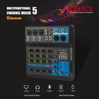 micfuns M-5 Mini DJ Keverőpult 5 Csatornás Hangkeverő Bluetooth USB MP3 Funkcióval, 48V Fantomtáp, Stúdió Felvételhez, Élő Közvetítéshez 9