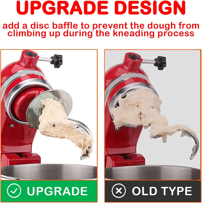 KitchenAid dagasztókar - rozsdamentes acél spirál tartozék 4.5/5QT robotgéphez, mosogatógépben mosható