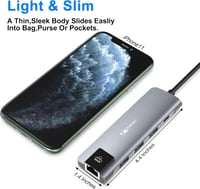 VEMONT 5-in-1 USB-C Hub Ethernet 1000Mbps, 3x USB 3.0, 100W Power Delivery 7