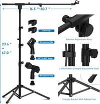 K KASONIC Állványzható Mikrofon Állvány Tripod Boom Összecsukható Két Klippel 7