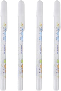 GLOGLOW 4db Fehér Tintás Gél Toll Szett 0.8mm - Csillogó Tintájú Roller Toll Színezéshez, Bullet Journal, Rajzoláshoz, Művészeti Alkotásokho 1