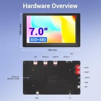 ELECROW 7" ESP32 HMI érintőképernyős monitor, 800x480 RGB TFT LCD, LVGL/Esphome kompatibilis 3