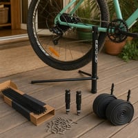 Set za servis kotača: 36x žbice s nipelima + Presta adapter + 2x 700C zračnice + podni stalak 1