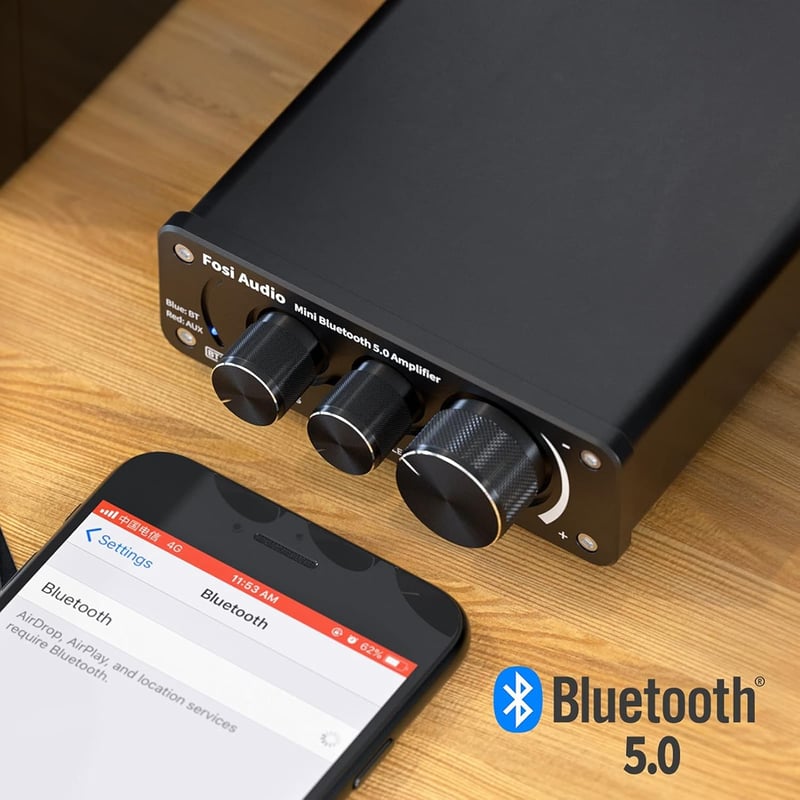 Fosi Audio BT10A Bluetooth 5.0 Sztereó Erősítő 50W - Fekete