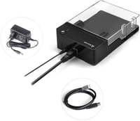 Salcar USB 3.0 külső merevlemez ház 2,5" és 3,5" SATA SSD és HDD-hez, tápegységgel 9