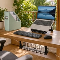 Rendezett home office: állítható laptopállvány + vezeték nélküli billentyűzet és egér + A4 irattartó 1