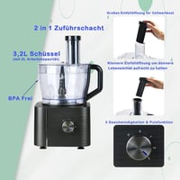 TopStrong 1100W Multifunkciós Konyhai Robotgép - 11 Funkciós Aprító, 3,2L Tál, 1,5L Tartály, Mini Aprító, Továbbfejlesztett Vágókorong, Citr 8