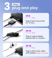 HDMI Splitter 1 bemenet 2 kimenet 4K felbontással, 3.9 láb kábellel - Két monitor egyidejű használatához, Tükrözés funkcióval 6