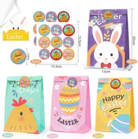 Pungi de cadou colorate de Paște - Set de 12 pungi de hârtie imprimate 2