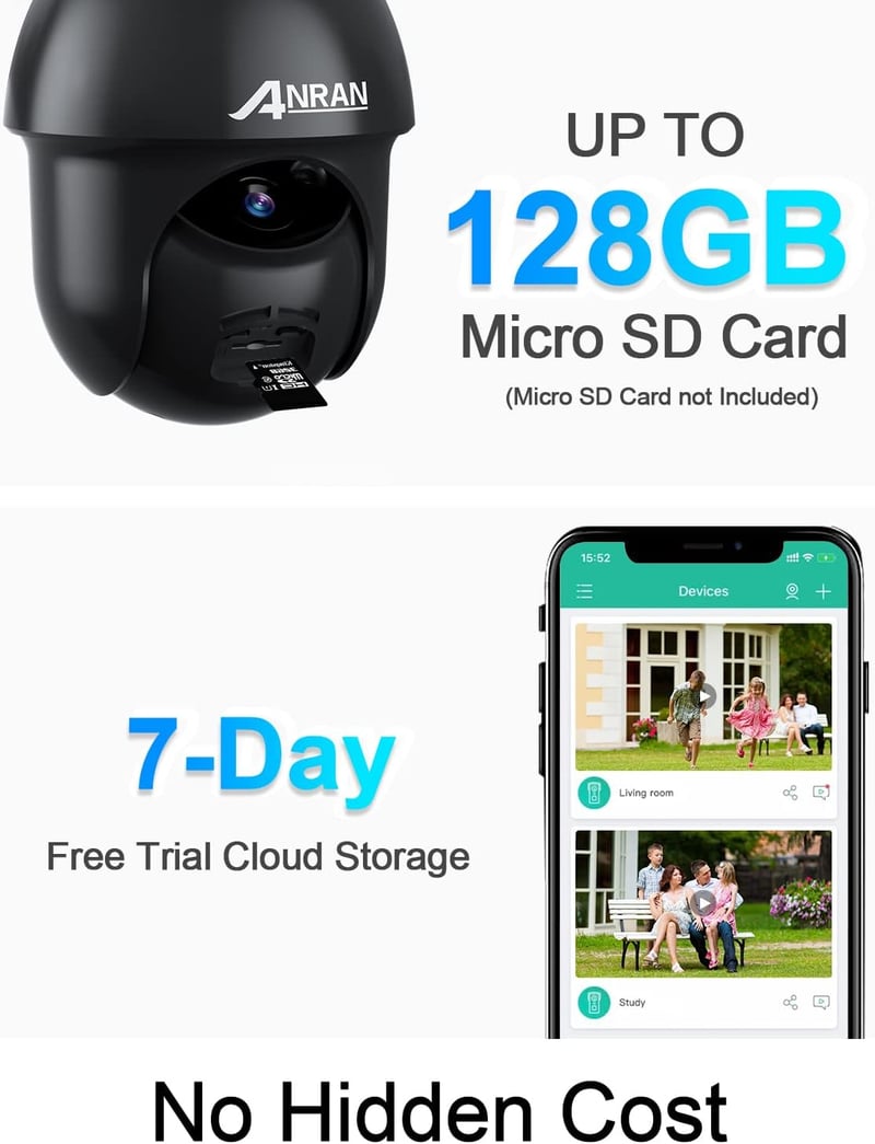 ANRAN Q3 Pro 2K HD Kültéri WiFi Biztonsági Kamera - Napelemes, Vezeték Nélküli, Spotlámpával, AI Mozgásérzékelővel, Alexa Kompatibilis, Szín