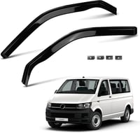 ZWPARTS Szélterelő Készlet VW T5 T6 Modellekhez - 2db Fekete Öntapadós Ablak Légterelő, Eső és Szélvédő, Klipsszel Rögzíthető Oldalsó Ablako 1