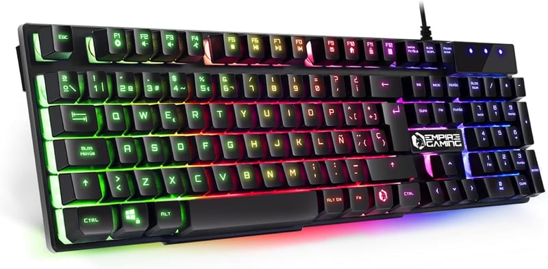 Empire Gaming K300 RGB LED-es félmechanikus gamer billentyűzet, spanyol kiosztás