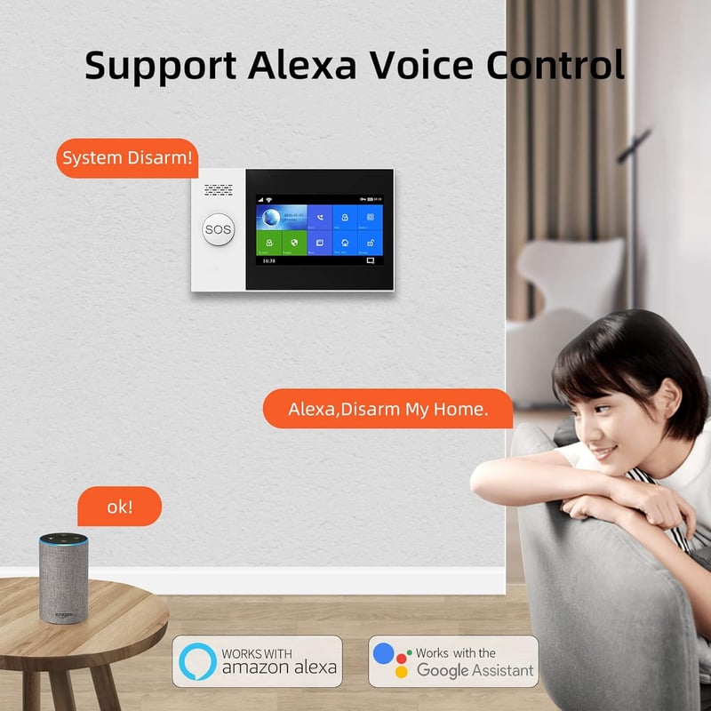 PG Smart Touch WiFi+GSM riasztórendszer, Alexa-kompatibilis, Tuya app-vezérléssel