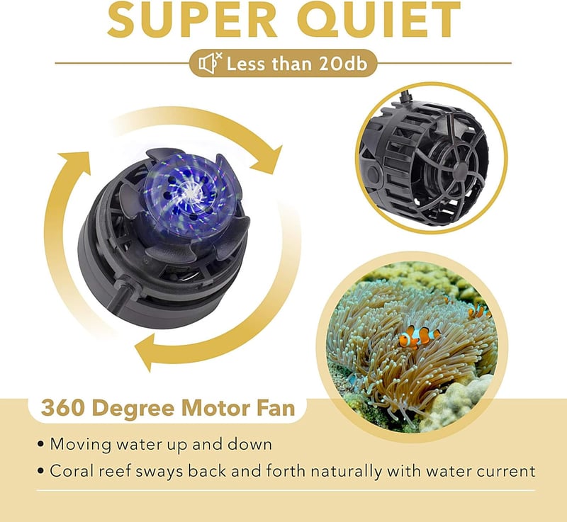 hygger Mini Akvárium Hullámkeltő Szivattyú, 6000 L/H, LED Szabályzóval, DC Mágneses Keringető, Édesvízi és Tengeri Akváriumokhoz, 18-110L Mé