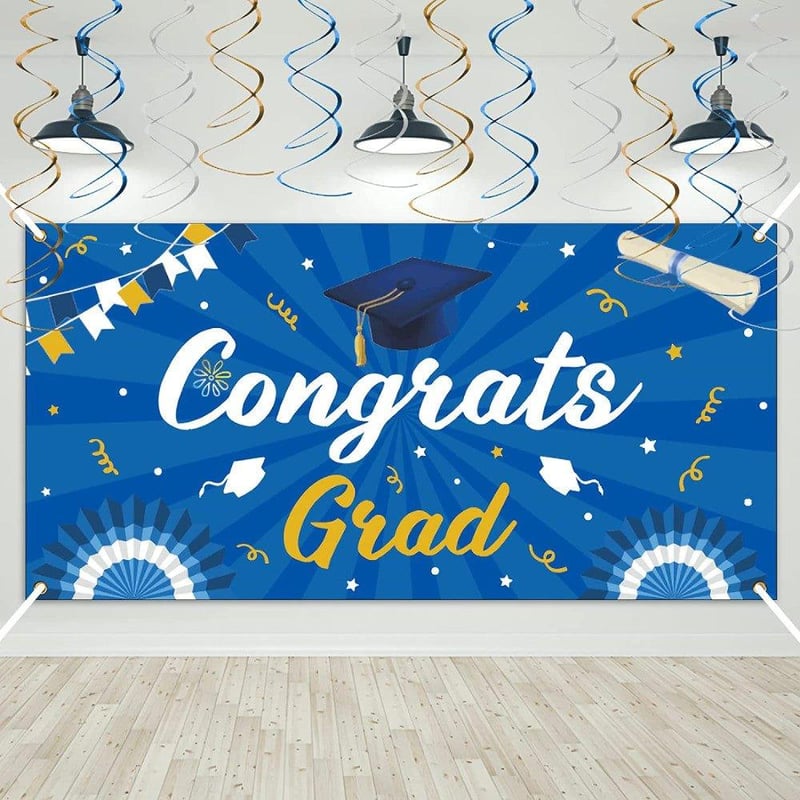 Óriás Gratuláló Zászló Diplomára, Érettségire - 182,5x90 cm Dekoráció