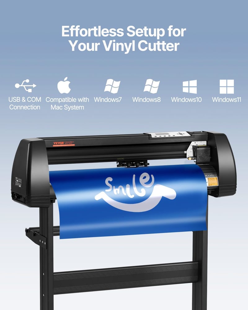 VEVOR Vinyl Vágógép 720mm Adagolási Szélességgel, 800mm/s Sebességű Fóliavágó Plotter, 3mm Vágási Vastagság, Signcut & Signmaster Szoftverre