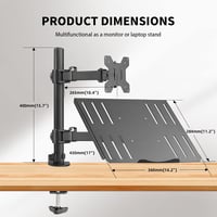 Suptek Asztali Monitor és Laptop Tartó Kar 13-27" Képernyőkhöz - Állítható Magasság, 360° Forgatható, Dönthető, Helytakarékos Megoldás 6