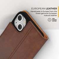 iPhone 14 Plus barna bőr tok pénztárcával, kártyatartóval és állvánnyal 3