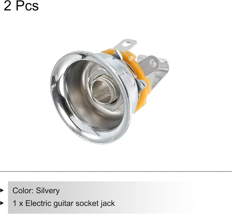 Gitár jack aljzat, 1/4", 2db - Sourcing Map ezüst mono/sztereó csatlakozó elektromos gitárhoz