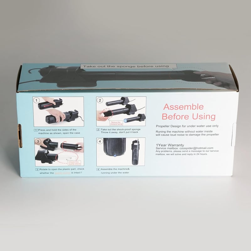 BootyBay JUP-01 UV Akvárium Szűrő 150-300 Literes Medencékhez, 800L/h Belső Vízszűrő Pumpa Zöld Alga Eltávolítóval, 9W UV Lámpával és 2 Póts
