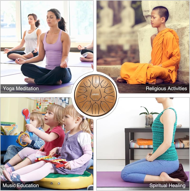LEKATO 6" Acél Tongue Drum – 11 Hang, D Hangnem, Arany Gyöngyház, Tárolótáskával, Relaxációhoz és Hangterápiához