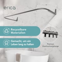 Erica U-alakú zuhanyfüggöny rúd 70x165x70 cm - Falra szerelhető, PVC bevonatú, rozsdamentes acél, fürdőszobai kiegészítő 3