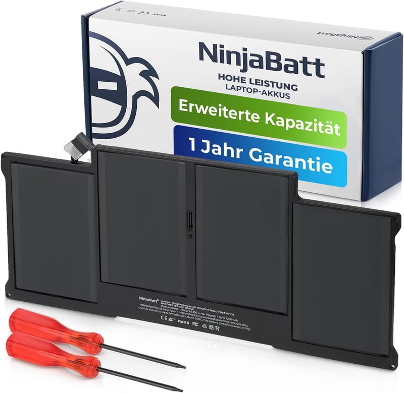 NinjaBatt MacBook Air 13" akkumulátor - 7200mAh, 2010-2017 modellekhez
