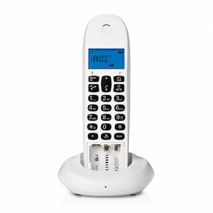 Motorola C1001CBW+ DECT bežični telefon bijeli, blokiranje poziva — Telefonu nedostaje stražnji poklopac (stanje: vidi 2. sliku)
