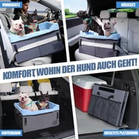 Autós Kutyaülés 25 kg-ig - Stabil, Emelt Kutya Autóülés Kis és Közepes Kutyáknak, Mosható, Kivehető Alappal, Hátsó és Első Ülésre, Kék 7
