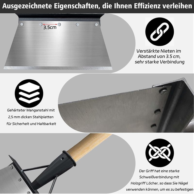 Wenosda Multifunkciós Kerti Ásó LAPSÓ 24 cm - Acél Gyomláló Lapát, Spatula és Tisztító Eszköz Kertészkedéshez