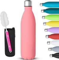 GeeRic 750 ml Rozsdamentes Acél Termosz - Dupla Falú, Szivárgásmentes Hőszigetelt Kulacs, BPA-mentes, Hidegen-Melegen Tartó, Rózsaszín, Tisz 1