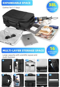 Mark Ryden Bővíthető Utazó Hátizsák 26-38L, Üzleti Laptop Hátizsák 17 Colos Rekesz 6