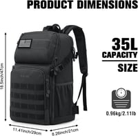 G4Free 35L Taktikai Hátizsák - Fekete Katonai Stílusú Túrazsák MOLLE Rendszerrel - Vízálló Poliészter Túra, Kemping, Vadászat és Outdoor Tev 4
