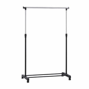 Mobilný vešiak na šaty Amazon Basics s kolieskami, chróm, 91,5 – 145 x 42 x 134 – 161 cm — chýbajúce rohové diely (stav: pozri 2. obrázok)