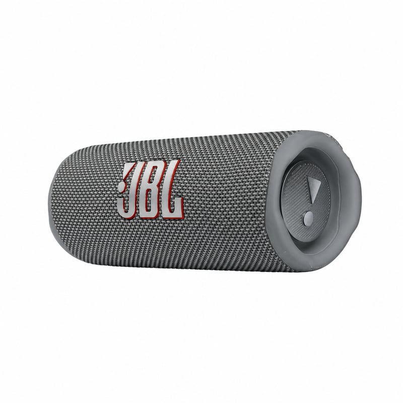 JBL Flip 6 Bluetooth Hangszóró Szürke, Vízálló Hordozható Speaker, 2 Utas — töltőkábel nélkül, oldalt sérült (állapot: lásd a 2. képet)