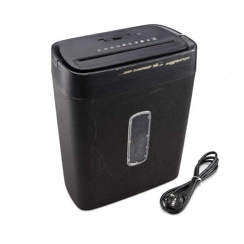 Amazon Basics uništavač dokumenata s poprečnim rezanjem, 12 listova, 22,7 l, crni — neispravan, za dijelove: oštrice se ne vrte (stanje: vidi 2. sliku)