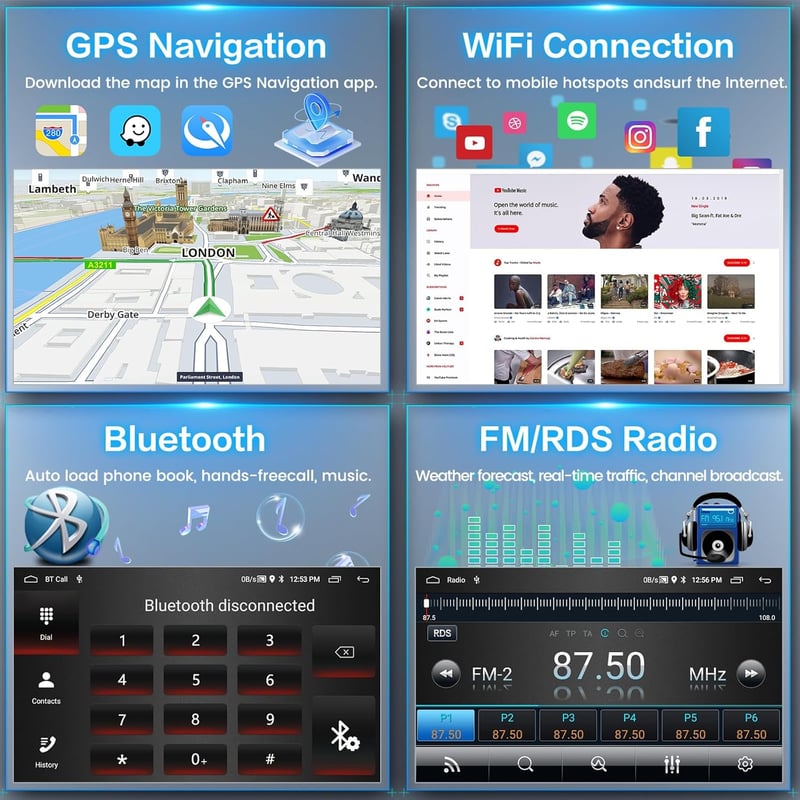 Inefala Android 15 Autórádió Fiat Ducato/Peugeot Boxer/Citroen Jumper (2011-2022) - 9" Érintőképernyő, Vezeték Nélküli CarPlay, GPS, WiFi